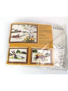 Creative Circle‎ Birch Hill Farm Red Barn Needlepoint Kit 12x16 Wool 1984 Sealed